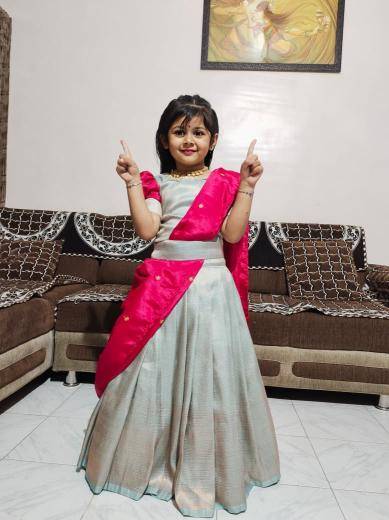 kids elegent lehenga softy silk  Affordable kids wear suppliers in Bangalore